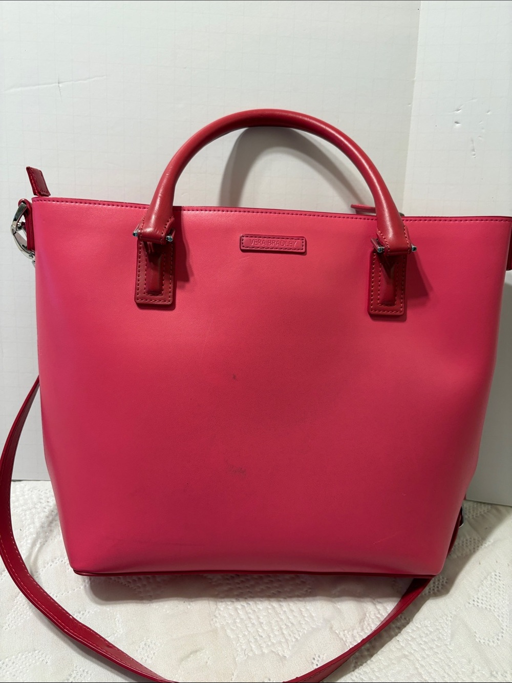 Vera Bradley Hot Pink Structured Tote with Removable Strap